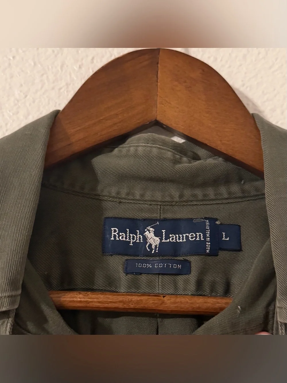 Polo Ralph Lauren Shirt Large Dark Green Outdoor Long Sleeve Casual Men Pony